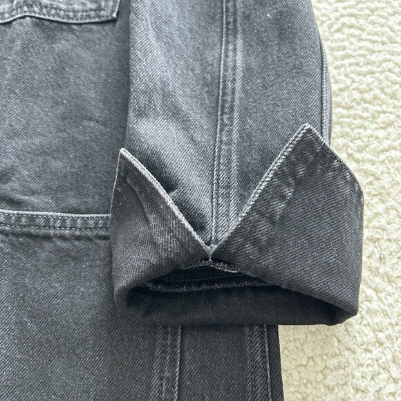 Madewell $128 Womens Patch Pocket Long Sleeve Black Denim Mini Shirtdress Size S - Picture 9 of 14